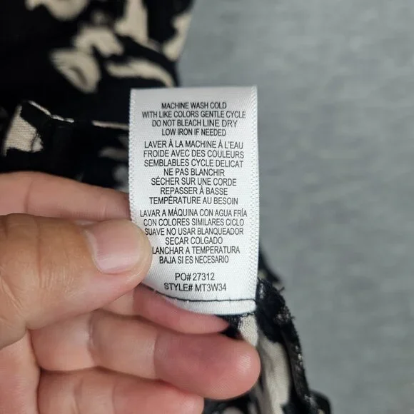 Bobeau Button Front Flutter Sleeve Black Blouse Size XL NEW - Picture 8 of 9